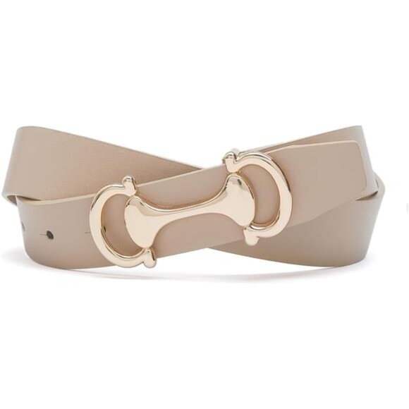 Leather Belt with Gold Buckle | Classic Adjustable Waist Belt | Everyday Fashion - Picture 3 of 3